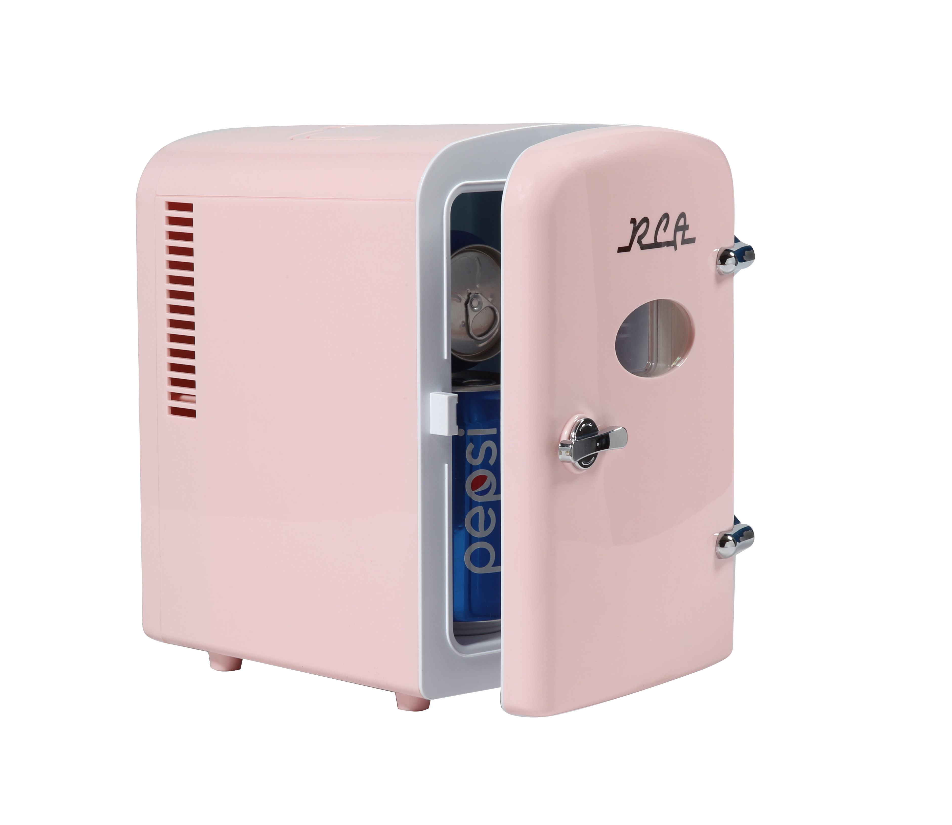 RCA Portable Retro 6 can Mini Refrigerator, RMIS129, Pink
